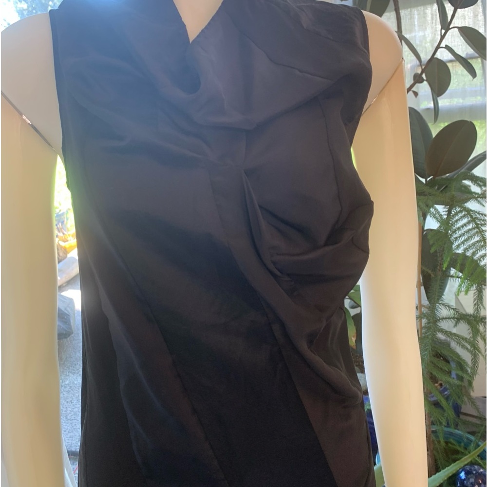 Peachoo+Krejberg Black Silk Made in Italy Ruched Blouse Size US S - Picture 2 of 6